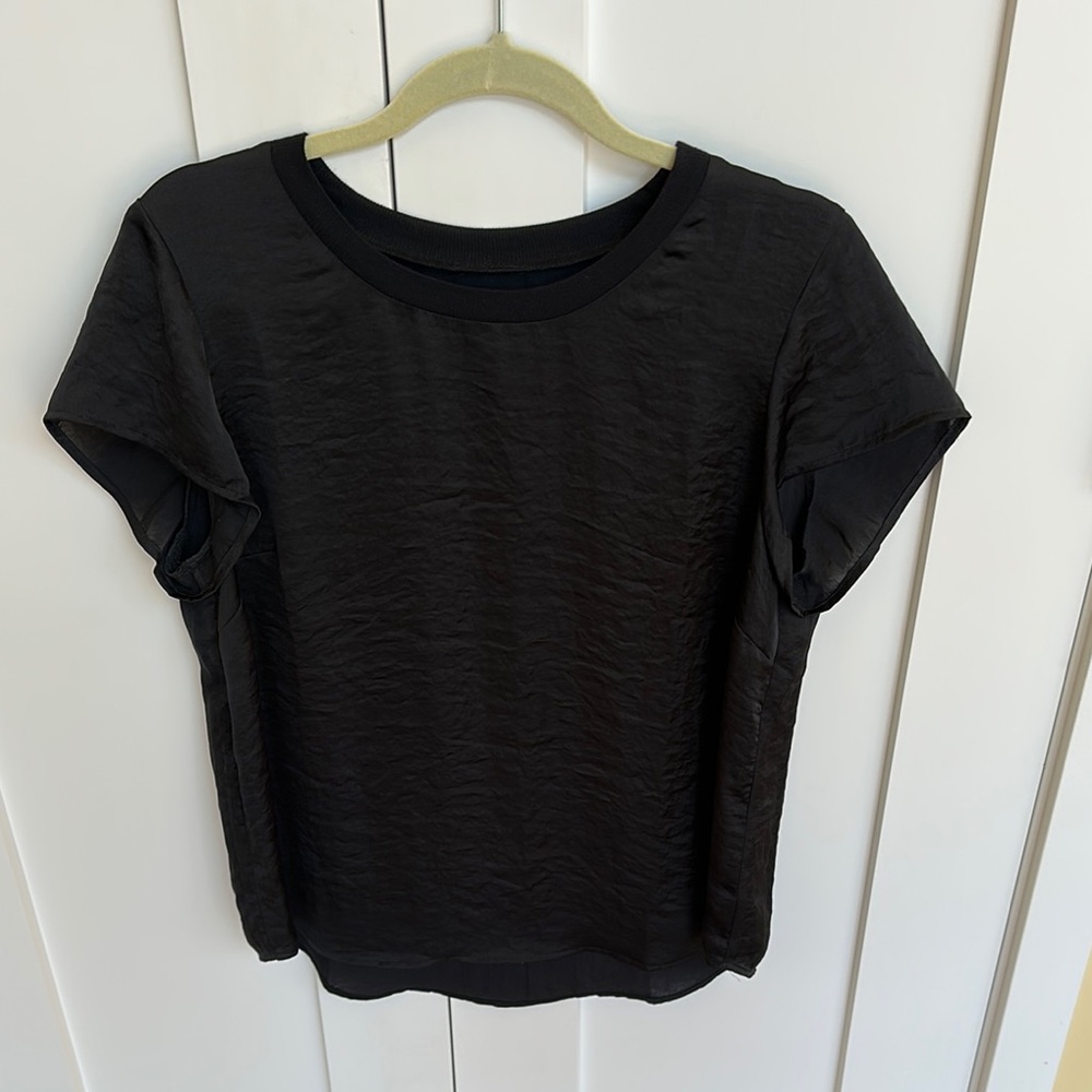 CAbi Black Boxy Silk T-Shirt Size M
